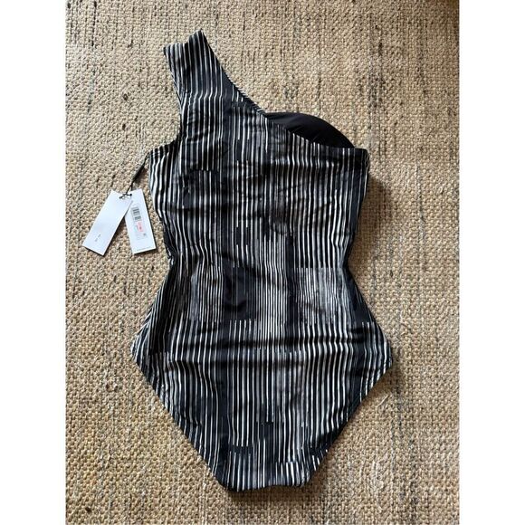 Calvin Klein Striped One Piece Swimsuit in Black Multi size 10 - Picture 3 of 3